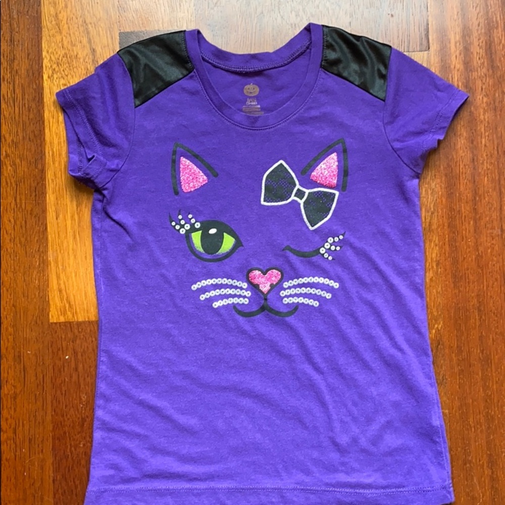 Sassy Kitty Halloween Girls 6/6x Tee EUC